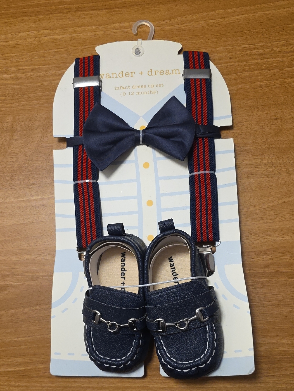 Wander + Dream Baby Boys Dress Shoe, Bow Tie & Suspenders Set Infant 0-12 Month